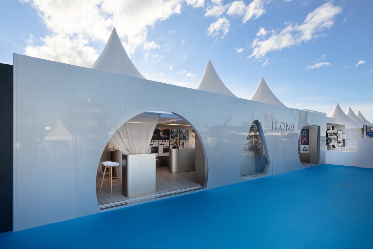 Mangusta exhibition stand by Barberini for the launch of ICONA at Cannes Yachting Festival 2026