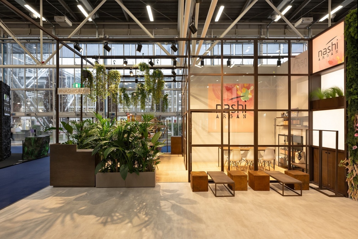 Allestimento stand Nashi Argan a Cosmoprof realizzato da Barberini