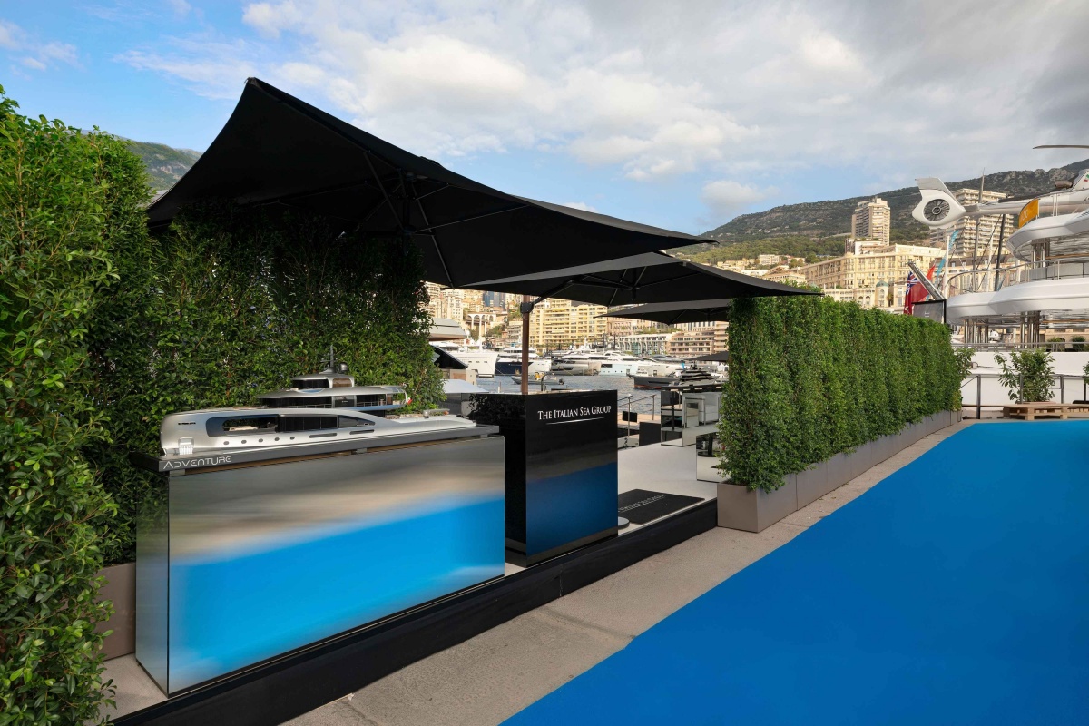 Lounge area of The Italian Sea Group stand at Monaco Yacht Show